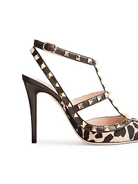 Rockstud Pumps with 100MM Straps Pony-Effect Calfskin