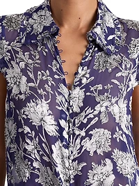 Martel Floral Flutter-Sleeve Blouse