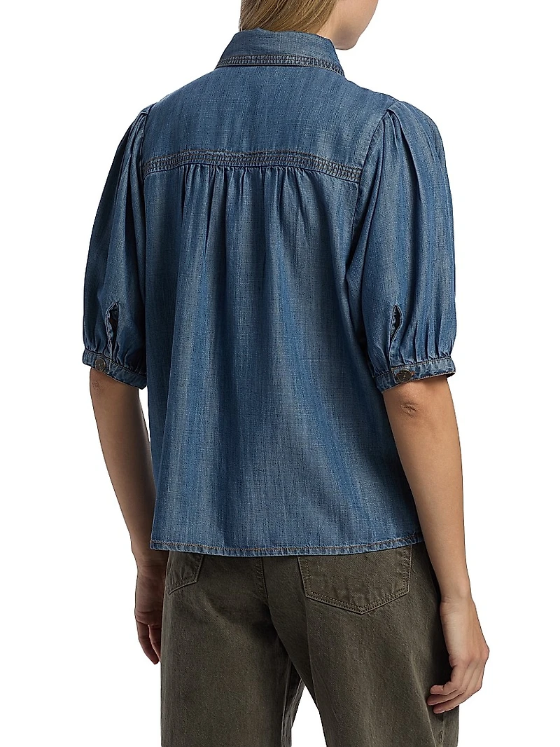 Noah Chambray Puff Sleeve Shirt