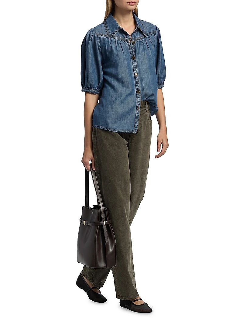 Noah Chambray Puff Sleeve Shirt