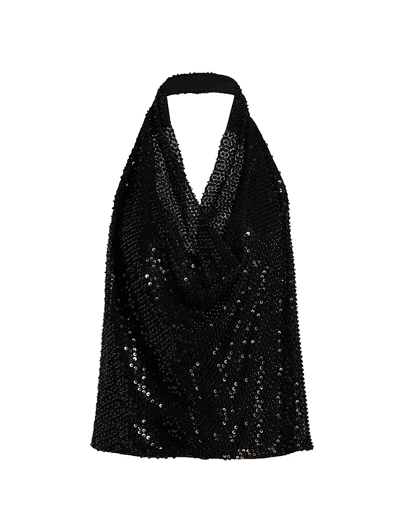 Alice Sequin Halterneck Top