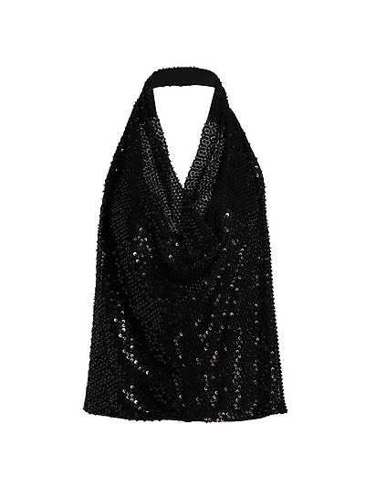 Alice Sequin Halterneck Top