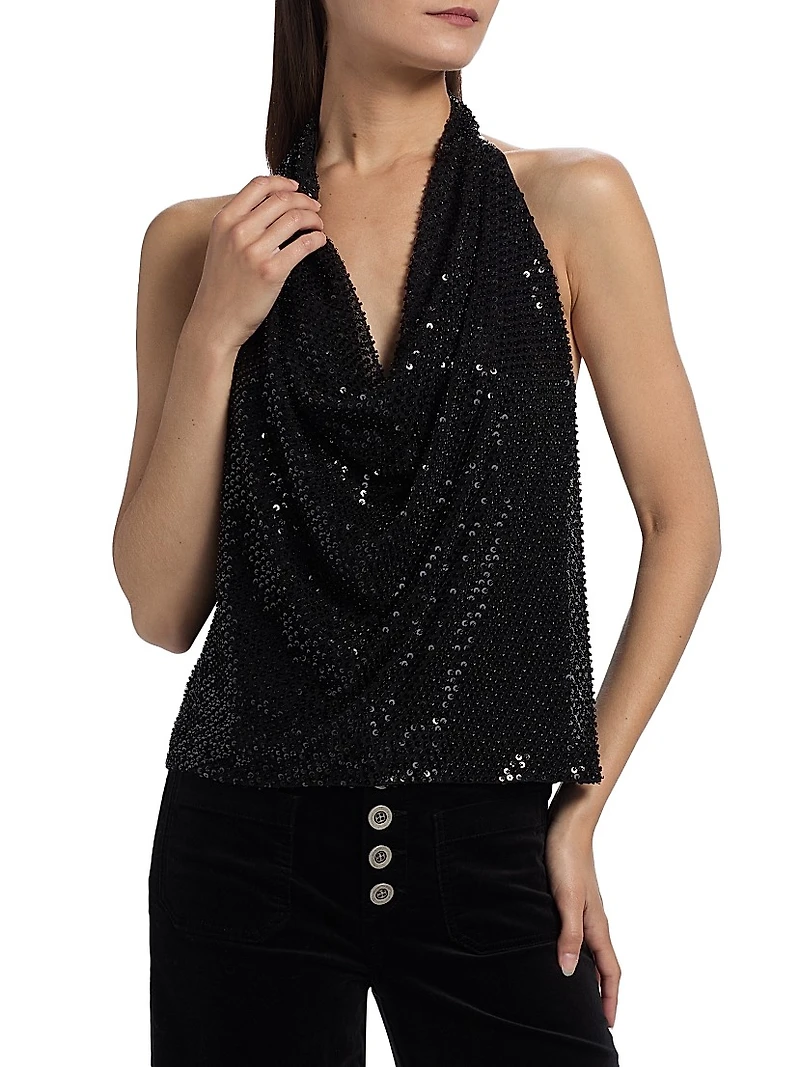 Alice Sequin Halterneck Top