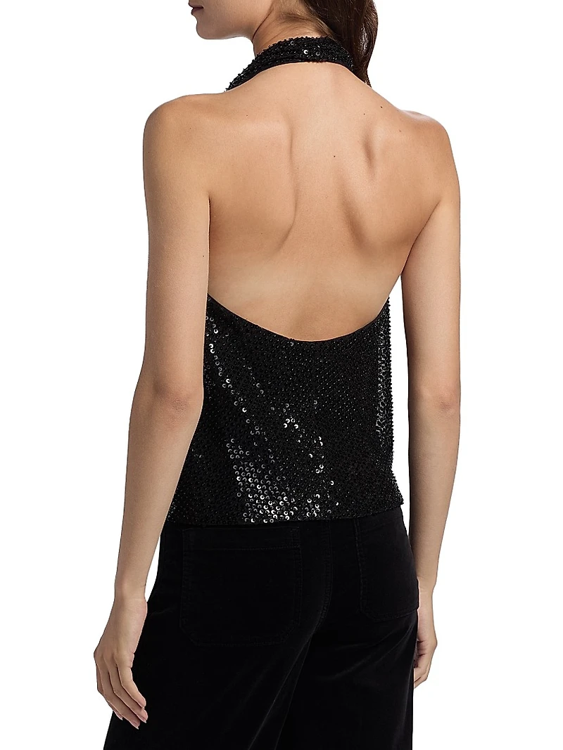 Alice Sequin Halterneck Top