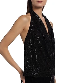 Alice Sequin Halterneck Top