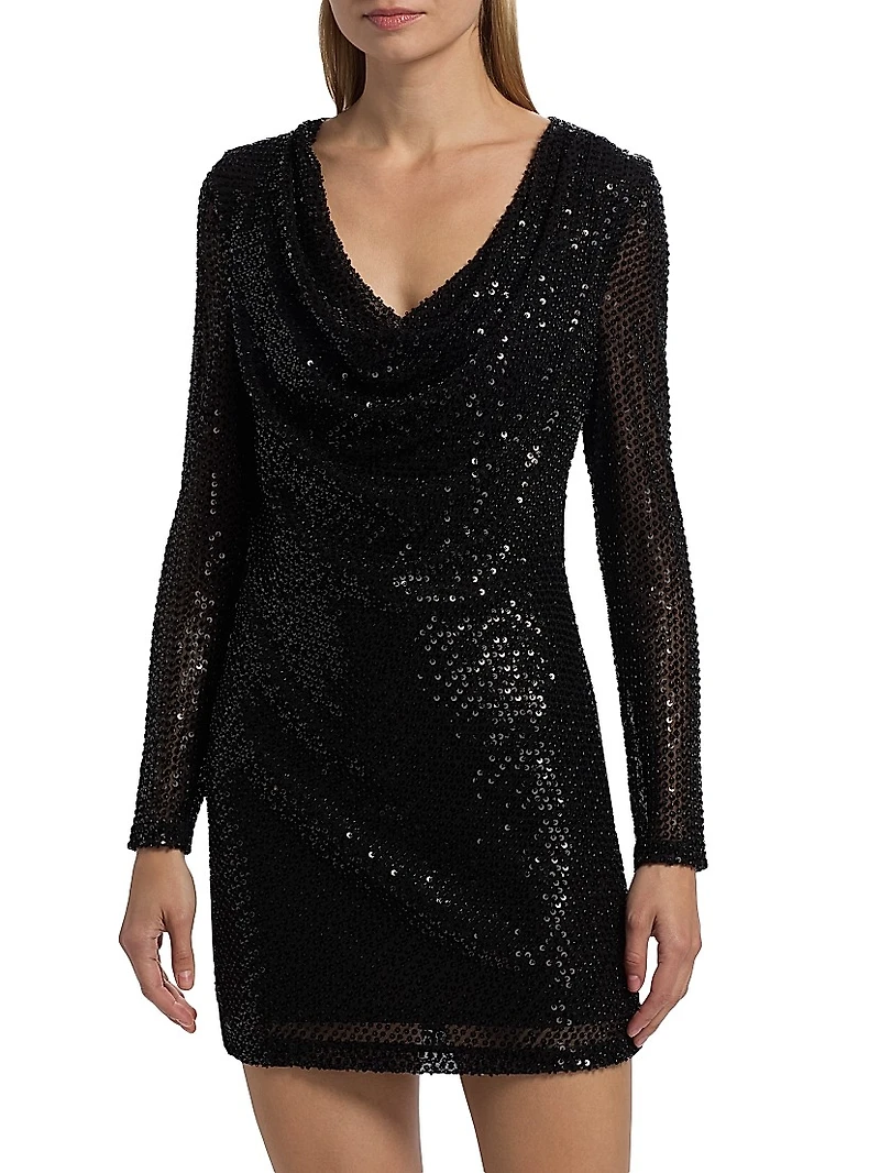 Leon Sequined V-Neck Minidress