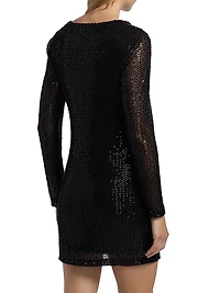 Leon Sequined V-Neck Minidress