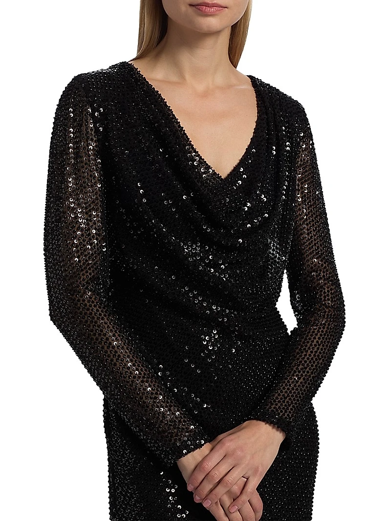 Leon Sequined V-Neck Minidress