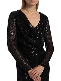 Leon Sequined V-Neck Minidress