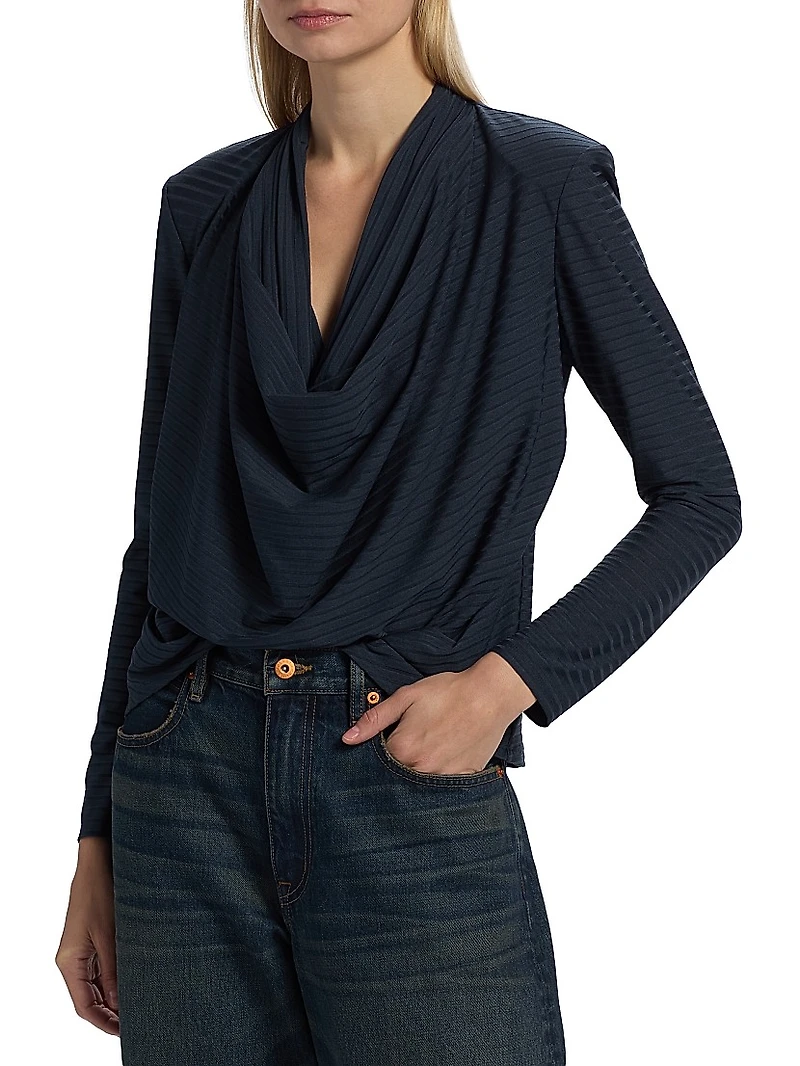Antonia Long-Sleeve Cowlneck Top