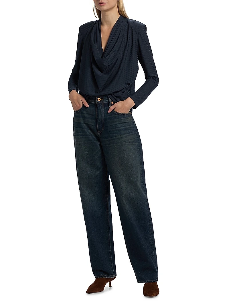 Antonia Long-Sleeve Cowlneck Top