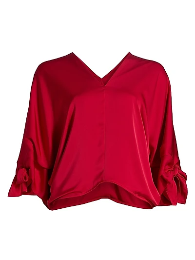 Krista Satin V-Neck Top