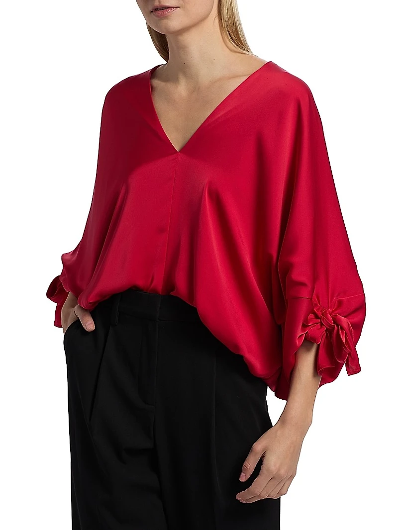 Krista Satin V-Neck Top