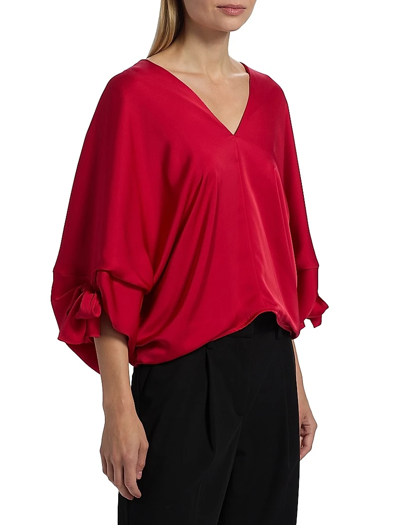 Krista Satin V-Neck Top