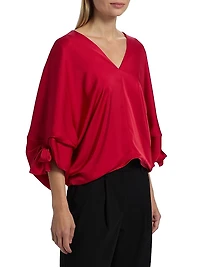 Krista Satin V-Neck Top