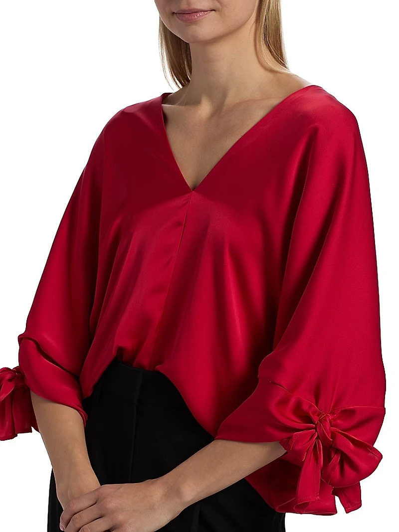 Krista Satin V-Neck Top