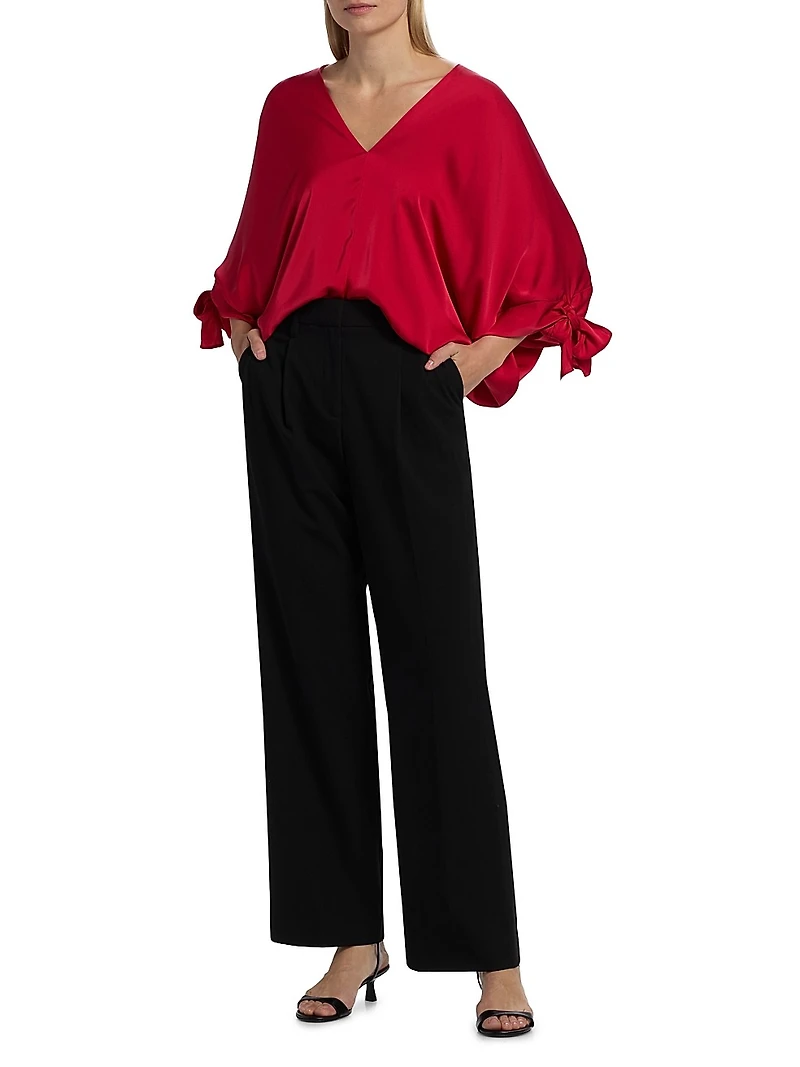 Krista Satin V-Neck Top