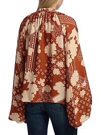Aaron Printed Tieneck Top