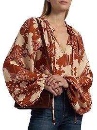 Aaron Printed Tieneck Top