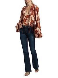 Aaron Printed Tieneck Top