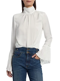 Christy Pleated Long-Sleeve Top