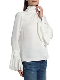 Christy Pleated Long-Sleeve Top