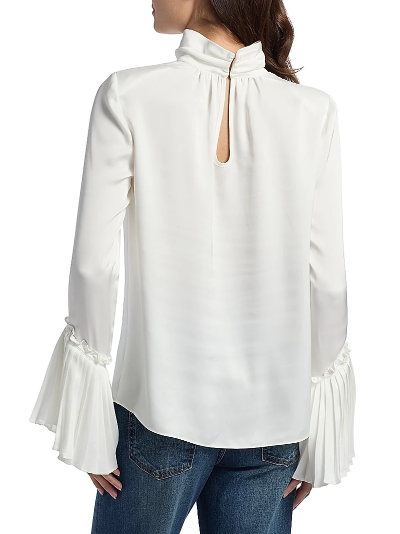 Christy Pleated Long-Sleeve Top