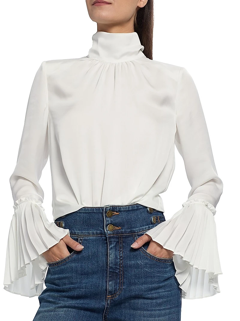 Christy Pleated Long-Sleeve Top