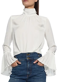 Christy Pleated Long-Sleeve Top