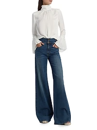 Christy Pleated Long-Sleeve Top