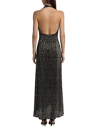 Jill Crinkled Metallic High-Low Dress