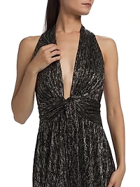 Jill Crinkled Metallic High-Low Dress