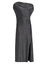 Rocker Chet Shimmer One-Shoulder Midi-Dress