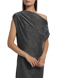Rocker Chet Shimmer One-Shoulder Midi-Dress
