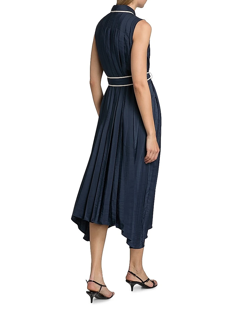 Kenneth Pleated Handkerchief Midi-Dress