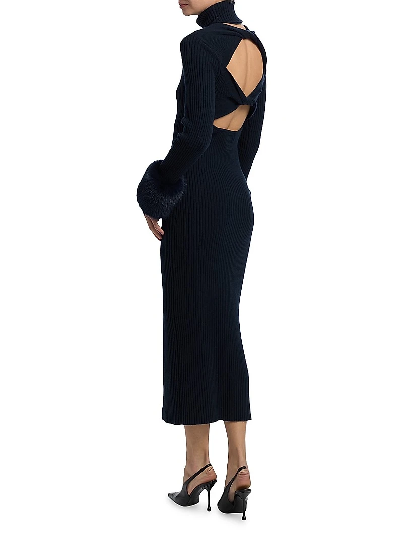 Linda Rib-Knit Wool-Blend Midi-Dress