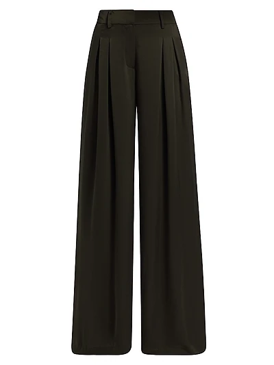 Oscar Pleated Wide-Leg Pants