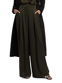 Oscar Pleated Wide-Leg Pants