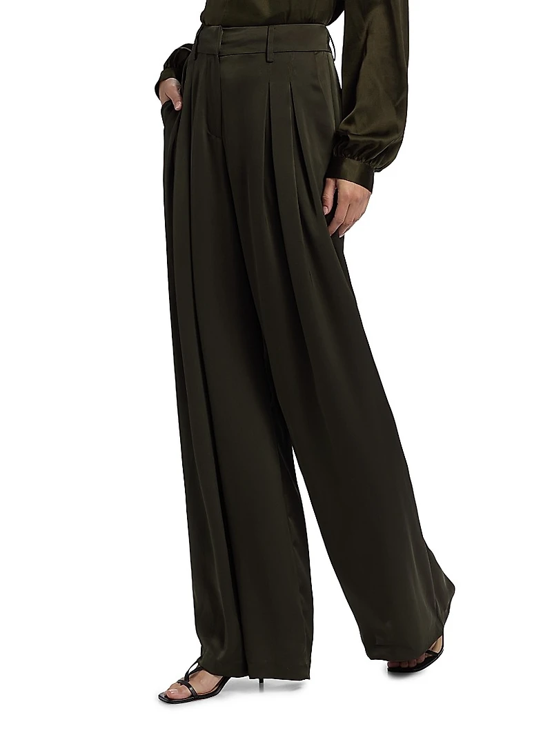 Oscar Pleated Wide-Leg Pants
