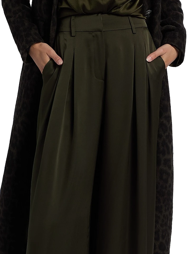 Oscar Pleated Wide-Leg Pants