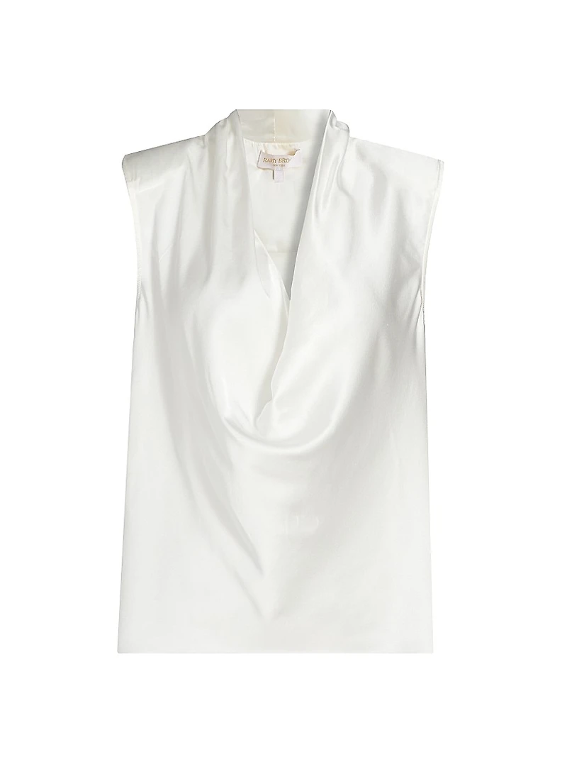 Gregory Stretch-Silk Cowlneck Sleeveless Top