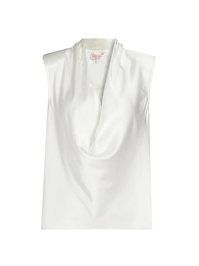 Gregory Stretch-Silk Cowlneck Sleeveless Top