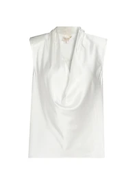 Gregory Stretch-Silk Cowlneck Sleeveless Top
