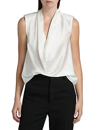 Gregory Stretch-Silk Cowlneck Sleeveless Top
