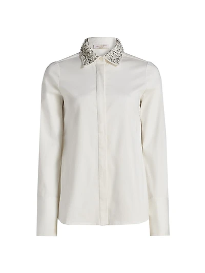 Wendy Embellished-Collar Stretch-Cotton Shirt