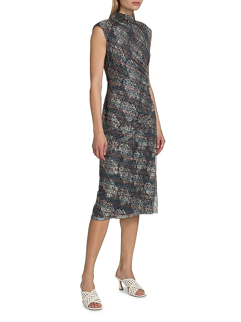 Mandy Printed Mock Turtleneck Midi-Dress