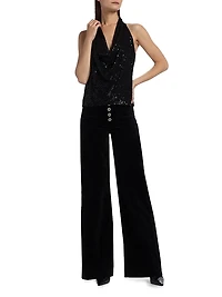 Cindy Velvet Wide-Leg Pants