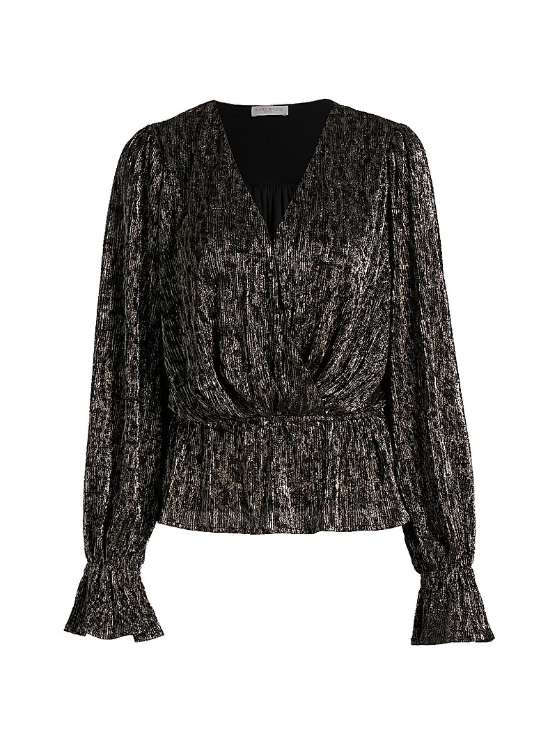 Jean Cinched-Waist Surplice Top