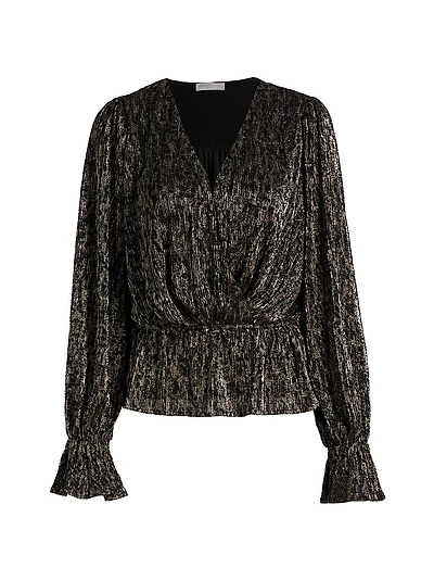 Jean Cinched-Waist Surplice Top