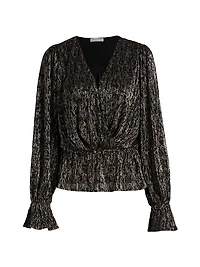 Jean Cinched-Waist Surplice Top